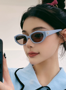 韩版多巴胺蓝色太阳眼镜女款潮高级感防晒个性方圆脸显瘦造型墨镜