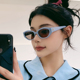 方圆脸显瘦造型墨镜 潮高级感防晒个性 韩版 多巴胺蓝色太阳眼镜女款