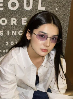 千禧辣妹紫色金属猫眼防晒墨镜