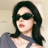 gm新款 复古猫眼墨镜女高级感圆脸显脸小前卫凹造型防紫外线太阳镜