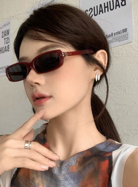 港风复古窄方框简约新款墨镜