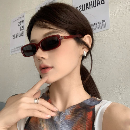 港风复古窄方框简约新款墨镜