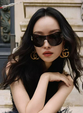 倪妮同款米兰时装周一体式大框墨镜女高级感潮个性防紫外线太阳镜