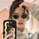 韩版 遮阳太阳镜 辣妹绿色猫眼墨镜女小脸时髦凹造型高级感早春新品
