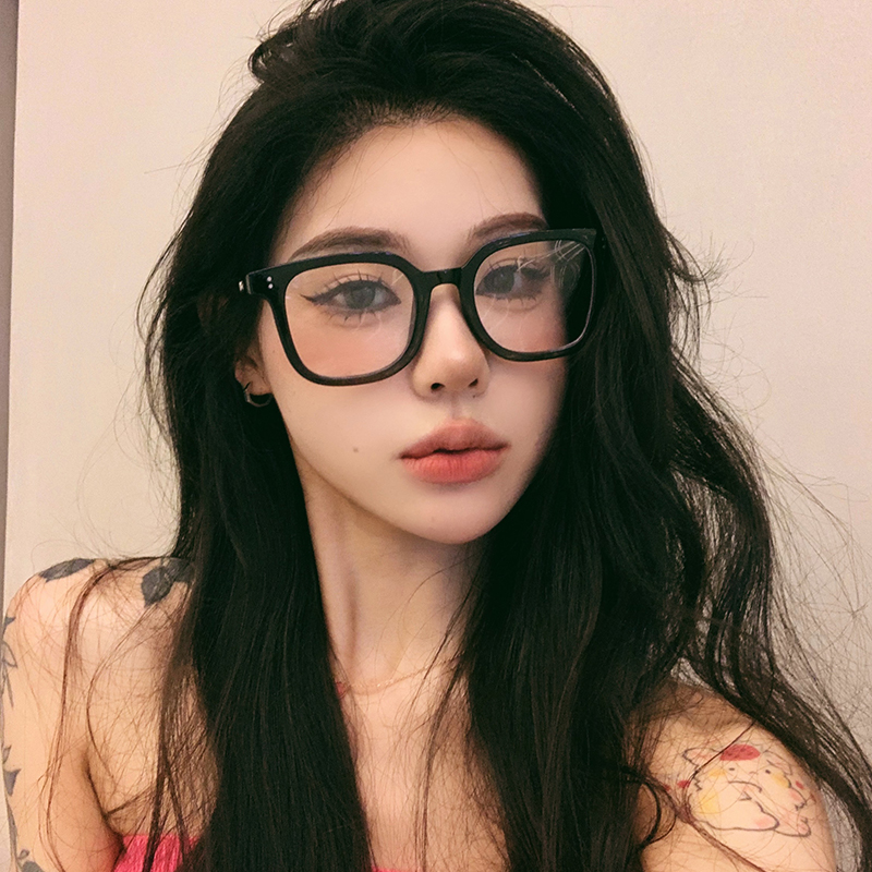 桔里方形个性圆脸复古黑框眼镜框