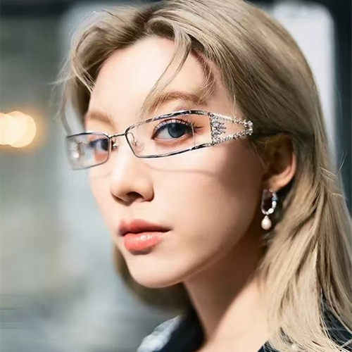 镶钻珍珠防蓝光眼镜架女Y2K辣妹银色窄框素颜神器网红同款平光镜 - 封面