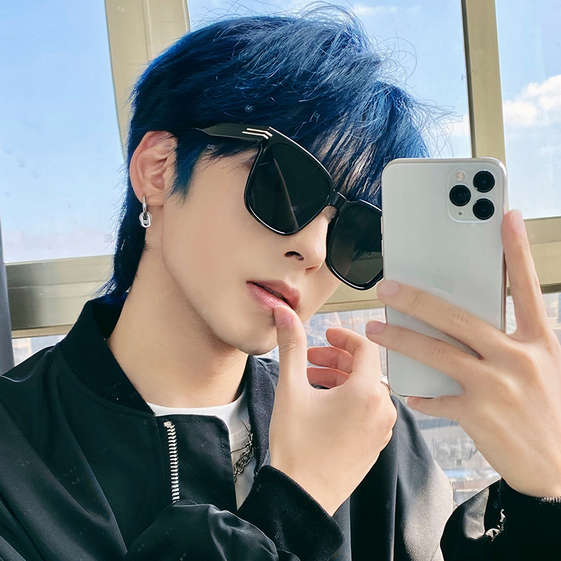 桔里防紫外方形gm男黑超开车墨镜