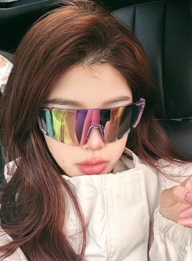 复古紫色炫彩反光骑行防UV太阳镜