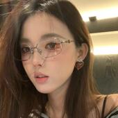 韩系gm方框清冷素颜眼镜女高智感超轻方圆脸显瘦银丝镜框近视眼镜