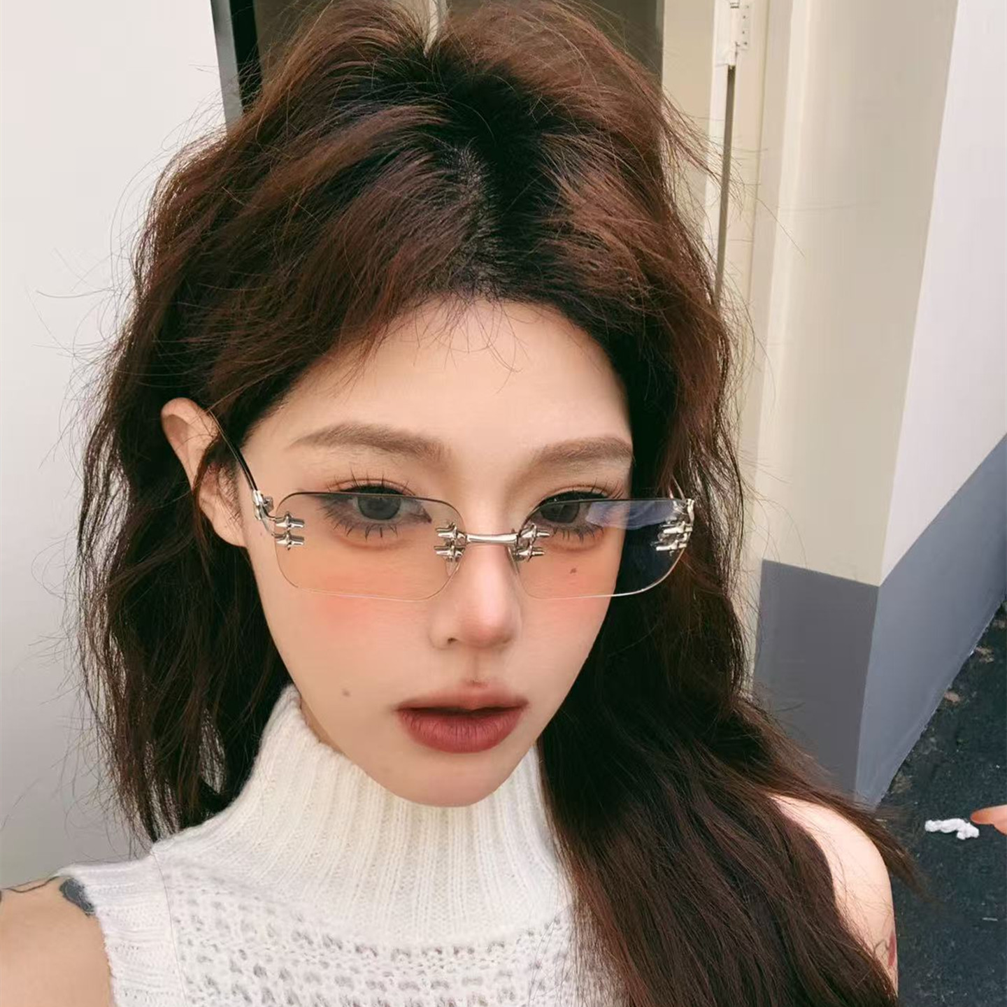 2025新款时尚水银无框太阳镜