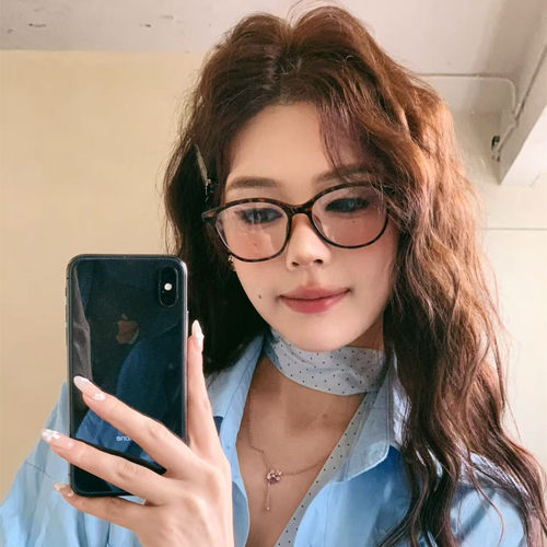 韩系复古新款玳瑁小框眼镜架女时尚素颜方圆脸显瘦可配度数平光镜