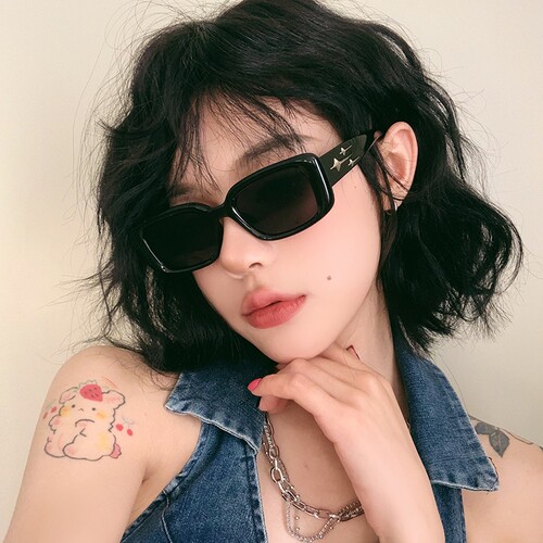 桔里防紫外线方形氛围感女款墨镜