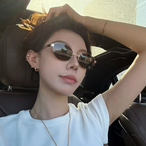 法式复古老钱风金边防紫外墨镜