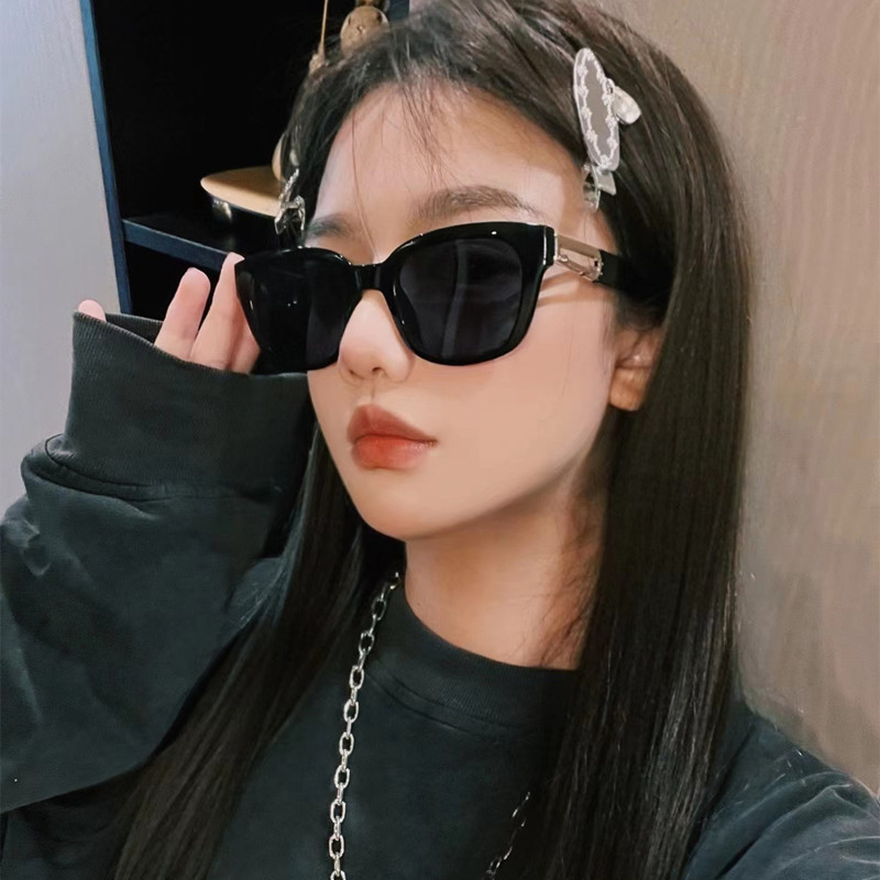 黑色猫眼椭圆复古美式辣妹高级感ins太阳眼镜欧美墨镜凹造型拍照