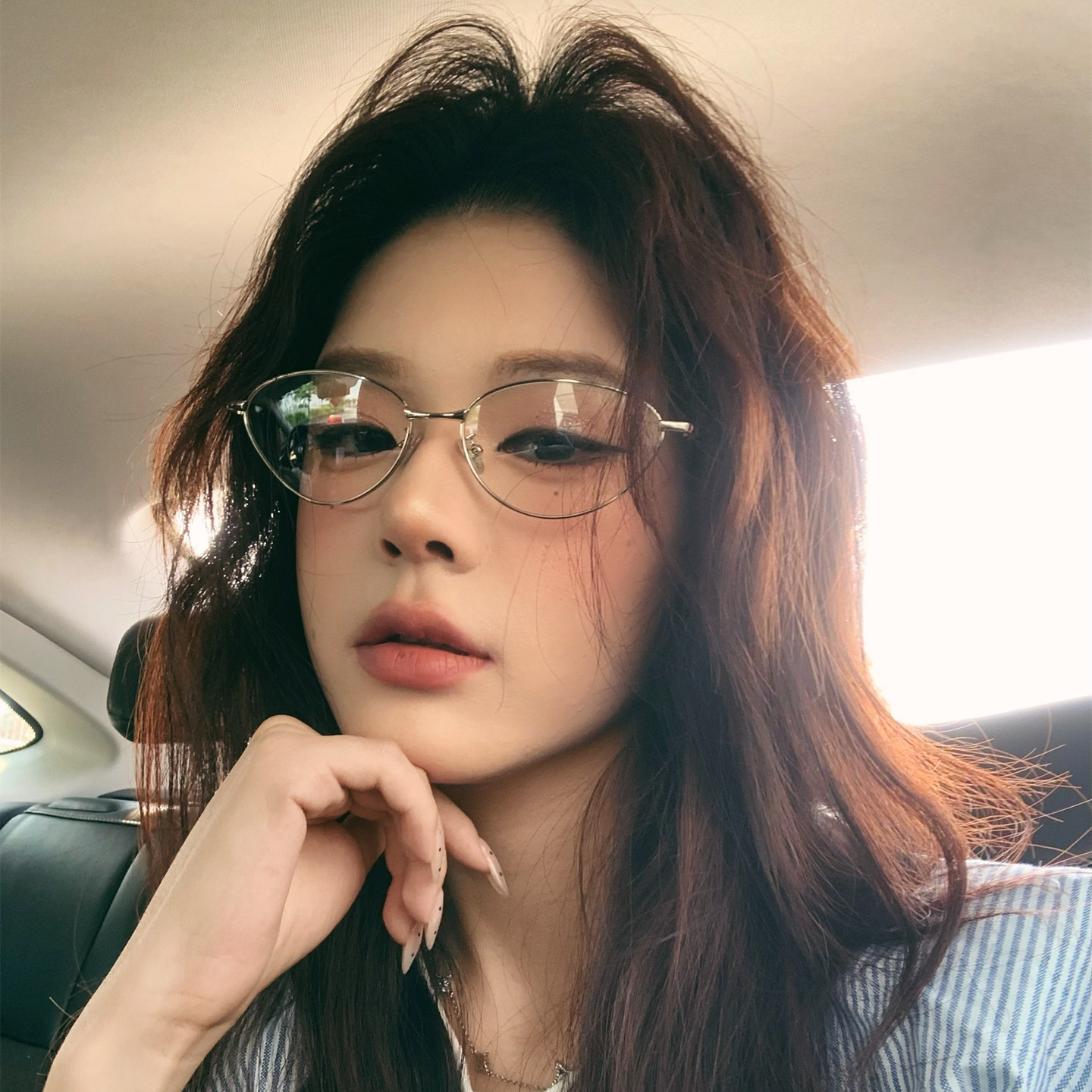 欧美复古清冷高级近视银丝眼镜