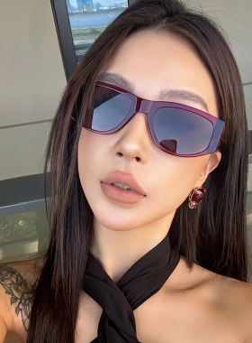复古红色猫眼墨镜女潮欧美风高级感ins方圆脸显瘦网红街拍太阳镜