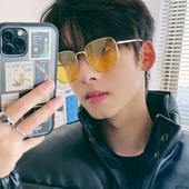 复古黄色夜视眼镜开车墨镜男士 大框显脸小遮阳度假街拍偏光太阳镜