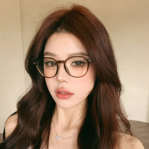 栗子茶眼镜框超轻不压鼻可配度数