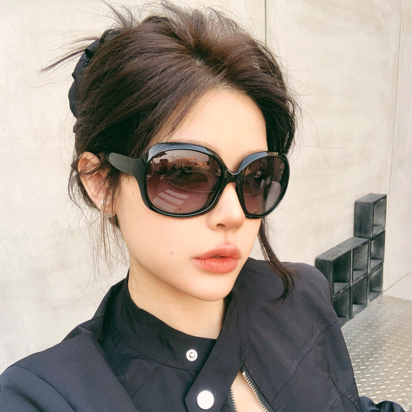 古早风大框偏光复古太阳眼镜男女高级感简约风街拍凹造型遮阳墨镜