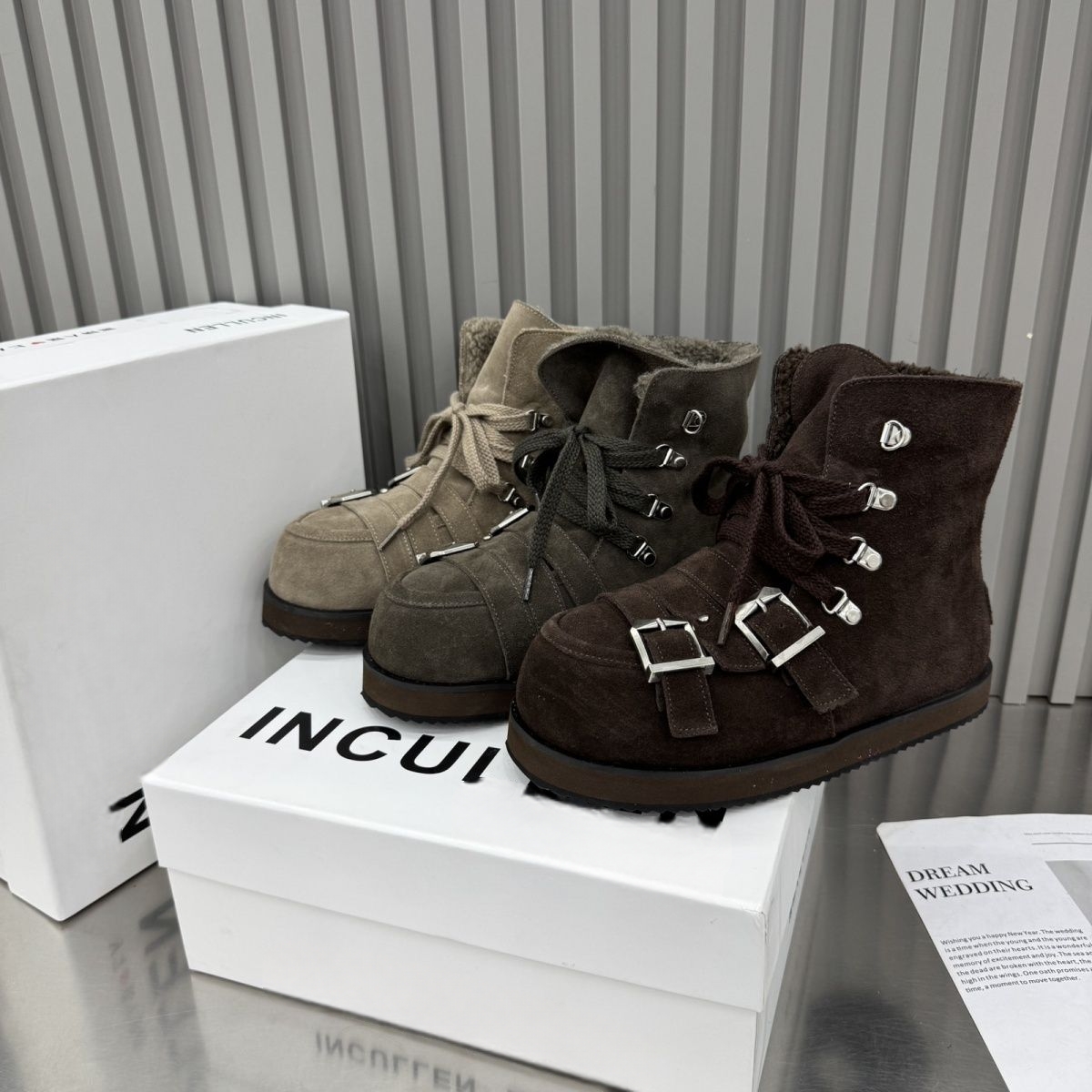 2025新款复古皮带扣中筒靴雪地靴女真皮牛皮加厚保暖棉鞋