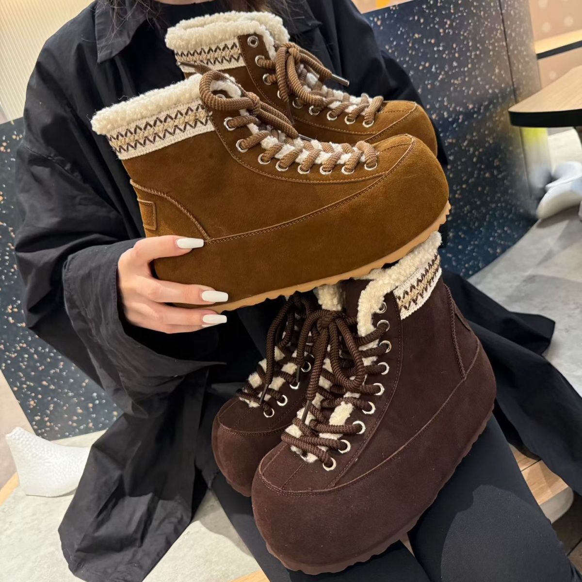 复古加绒勃肯鞋女鞋户外保暖冬季雪地靴棉鞋新款2025新款时尚