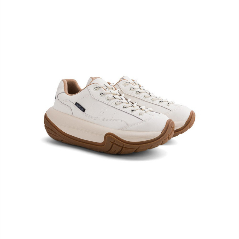 韩版厚底老爹鞋女2025新款小个子增高松糕轮胎底运动鞋真皮小白鞋