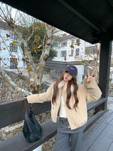 宅宅athome/瑞士冬令 90白鸭绒弯刀袖毛领羽绒服韩系短款派克外套