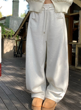 宅宅athome//早八plan 慵懒抽绳休闲运动卫裤显瘦百搭直筒长裤