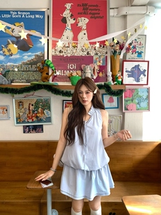 宅宅Athome//海洋诗旅 莱赛尔棉系带花苞水母裙无袖显瘦连衣裙