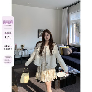 高级感气质上衣 米白色小香风羊毛外套法式 宅宅athome 法香茶会