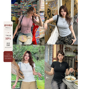 型很绝压线正肩圆领显瘦短袖 版 t恤 直角肩神T 宅宅athome