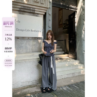 休闲垂感拖地裤 宅宅athome 裤 高腰直筒宽松显瘦西装 时髦阻击
