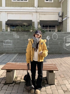 宅宅athome//挪威雪岛 毛领连帽羽绒服加厚保暖中长款派克外套