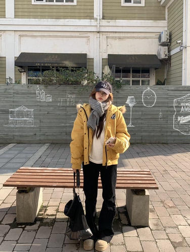 宅宅athome//挪威雪岛 毛领连帽羽绒服加厚保暖中长款派克外套