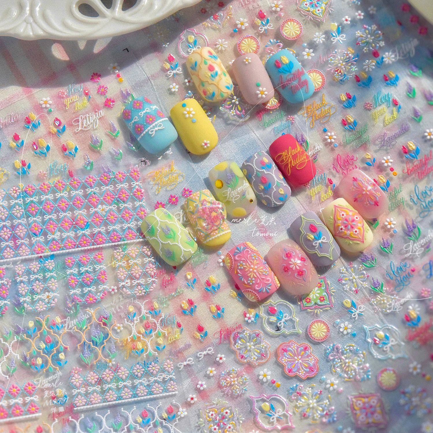 美甲贴纸新款浮雕立体贝壳花朵波西米亚ins清新网红少女指甲装饰,彩妆/香水/美妆工具,指甲装饰,淘宝优惠券,粉丝福利购,淘宝优惠卷