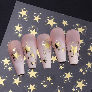 金色银色五角星美甲贴纸ins网红星芒y2k甜酷辣妹背胶指甲贴花