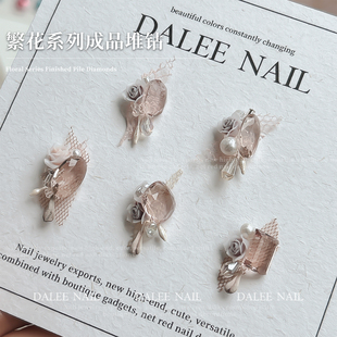 秋冬冰透香槟色美甲饰品繁花系列成品堆钻肥方冰糖钻超闪钻