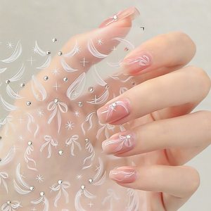 大丽丽的美甲店晶钻美甲贴纸网红芭蕾风仙系飘带立体珍珠玫瑰花指甲装饰品