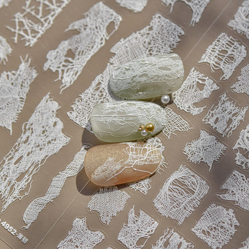 日系芭蕾风蕾丝薄韧美甲贴纸