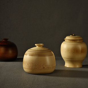 茶叶罐子便携密封竹筒储中式茶叶盒竹木醒茶叶桶大号包装竹杯复古