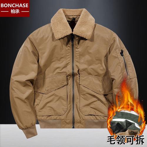 冬季加厚男美式飞行员棉服