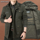 男士 外套纯棉春秋休闲上衣中年男装 宽松大码 中长款 多口袋工装 夹克