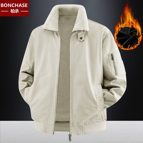 秋冬加厚羊羔绒男士工装棉衣