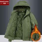 冬季 加厚棉衣男可脱卸帽宽松休闲防寒上衣工装 棉袄保暖棉服外套男