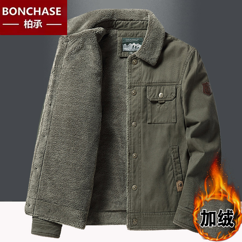 纯棉冬装中年士加绒棉袄