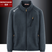 开衫 摇粒绒外套男士 秋冬运动上衣宽松大码 卫衣保暖抓绒衣立领夹克