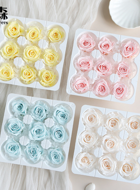 进口日本大地农园精品九朵装玫瑰03480永生花保鲜干花材料包手工