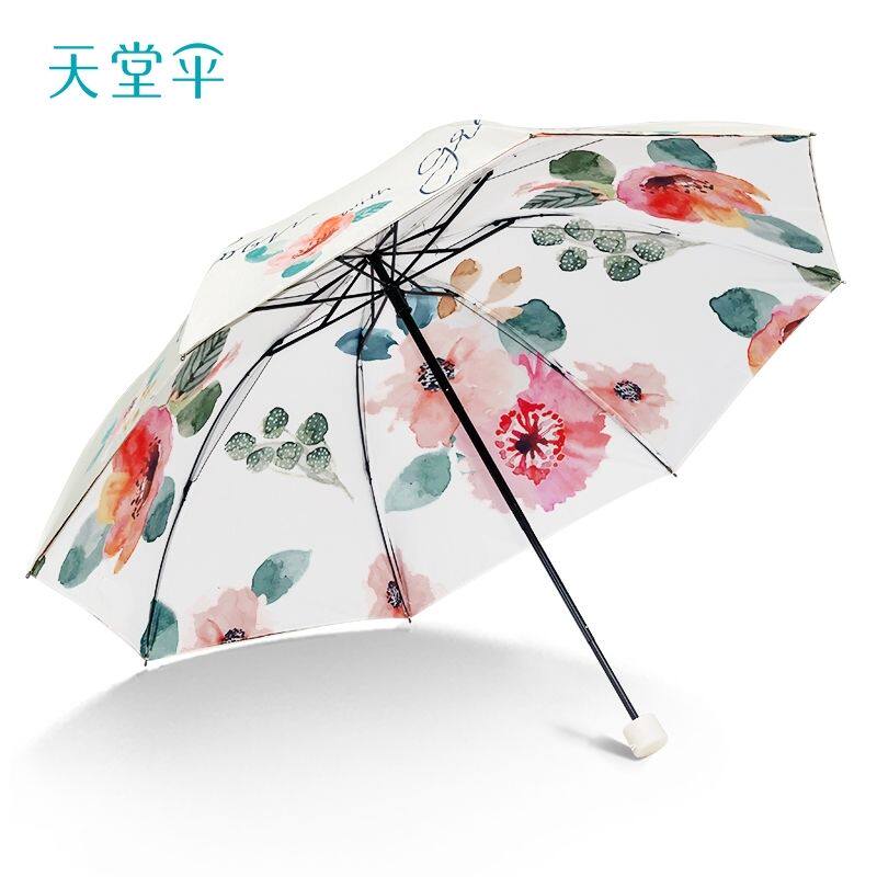天堂伞加厚黑胶双层晴雨伞两用双人遮阳伞女防晒防紫外线小清新图片
