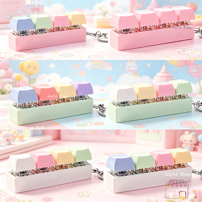 Button Keycap fidget Keychain 4Keys Keyboard clicker解压玩具