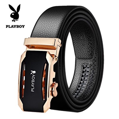 花花公子皮带男款真皮自动扣腰带男士商务休闲牛皮裤带潮2023新款
